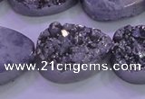 CAG8322 7.5 inches 20*30mm teardrop silver plated druzy agate beads