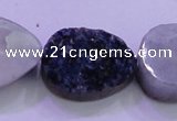 CAG8326 7.5 inches 20*30mm teardrop blue plated druzy agate beads