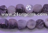 CAG8332 7.5 inches 10mm coin silver plated druzy agate beads