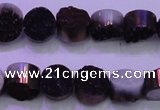 CAG8335 7.5 inches 10mm coin purple plated druzy agate beads