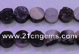 CAG8337 7.5 inches 10mm coin black plated druzy agate beads