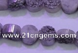 CAG8342 7.5 inches 12mm coin silver plated druzy agate beads