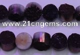 CAG8345 7.5 inches 12mm coin purple plated druzy agate beads
