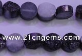 CAG8347 7.5 inches 12mm coin black plated druzy agate beads