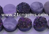 CAG8354 7.5 inches 14mm coin rainbow plated druzy agate beads