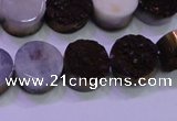 CAG8365 7.5 inches 16mm coin purple plated druzy agate beads