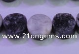 CAG8367 7.5 inches 16mm coin black plated druzy agate beads