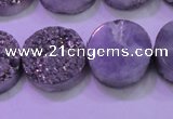 CAG8382 7.5 inches 20mm coin silver plated druzy agate beads