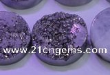 CAG8402 7.5 inches 30mm coin silver plated druzy agate beads