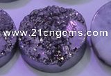 CAG8412 7.5 inches 35mm coin silver plated druzy agate beads