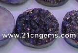 CAG8414 7.5 inches 35mm coin rainbow plated druzy agate beads