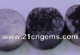 CAG8417 7.5 inches 35mm coin black plated druzy agate beads