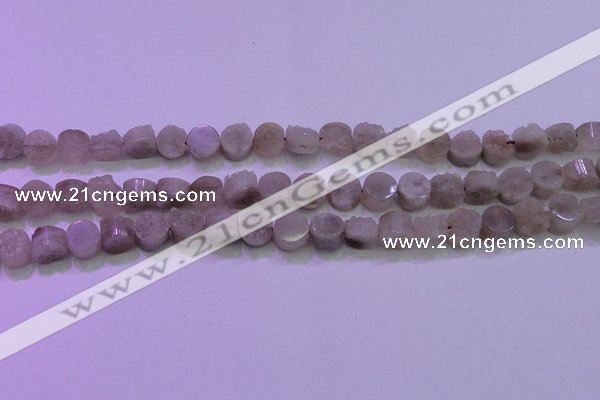 CAG8430 15.5 inches 10mm coin grey druzy agate gemstone beads