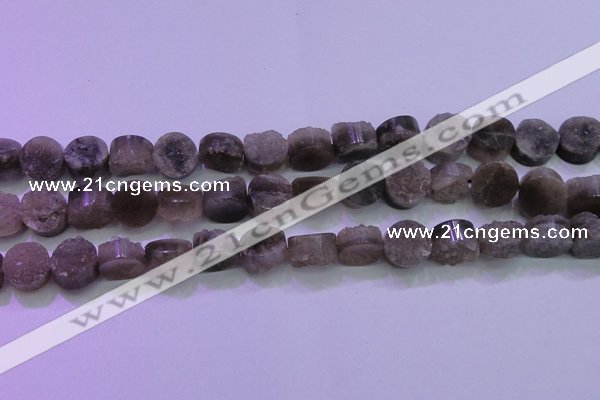 CAG8432 15.5 inches 14mm coin grey druzy agate gemstone beads