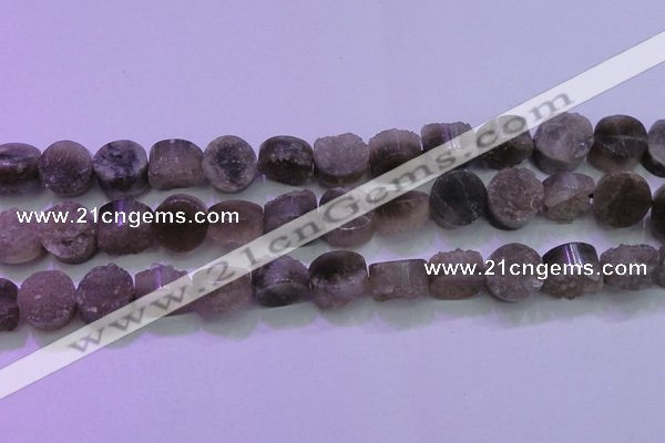 CAG8433 15.5 inches 16mm coin grey druzy agate gemstone beads