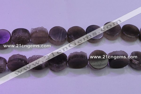 CAG8438 15.5 inches 28mm coin grey druzy agate gemstone beads