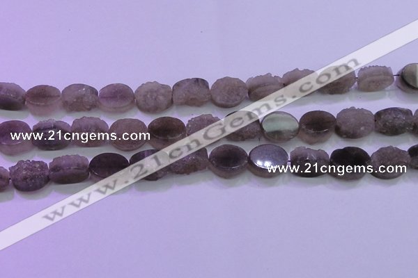 CAG8442 15.5 inches 12*16mm oval grey druzy agate gemstone beads