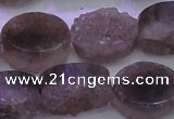 CAG8444 15.5 inches 15*20mm oval grey druzy agate gemstone beads