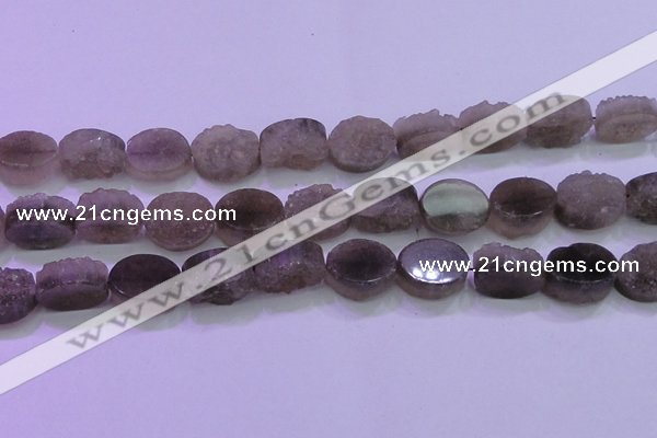 CAG8444 15.5 inches 15*20mm oval grey druzy agate gemstone beads