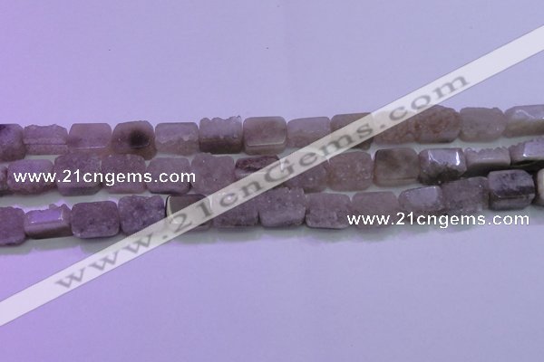 CAG8451 15.5 inches 10*14mm rectangle grey druzy agate gemstone beads