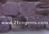 CAG8452 15.5 inches 12*16mm rectangle grey druzy agate gemstone beads