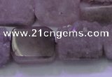 CAG8454 15.5 inches 15*20mm rectangle grey druzy agate gemstone beads