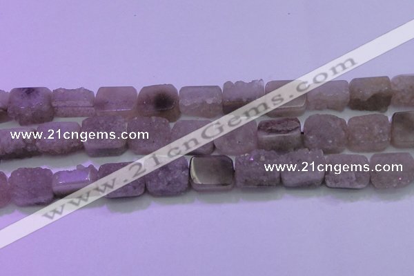 CAG8454 15.5 inches 15*20mm rectangle grey druzy agate gemstone beads