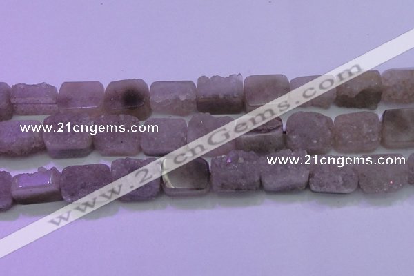 CAG8455 15.5 inches 18*25mm rectangle grey druzy agate gemstone beads