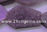 CAG8460 15.5 inches 25*35mm - 30*40mm freeform grey druzy agate beads