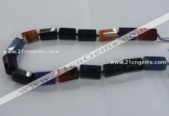 CAG8510 15*18mm - 15*22mm faceted tube dragon veins agate beads