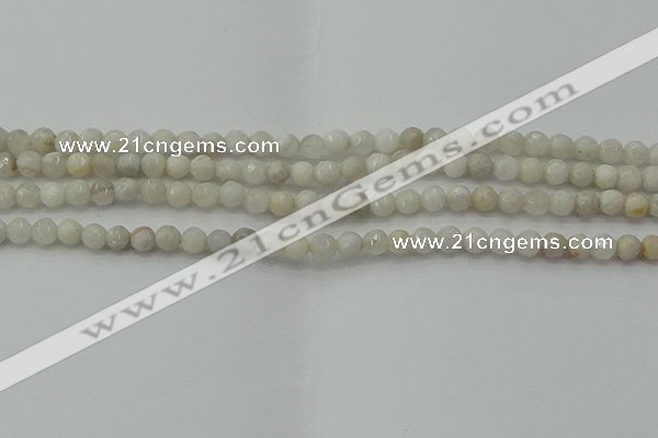 CAG8513 15.5 inches 4mm faceted round grey agate beads wholesale