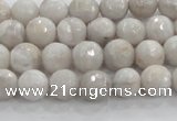 CAG8515 15.5 inches 8mm faceted round grey agate beads wholesale