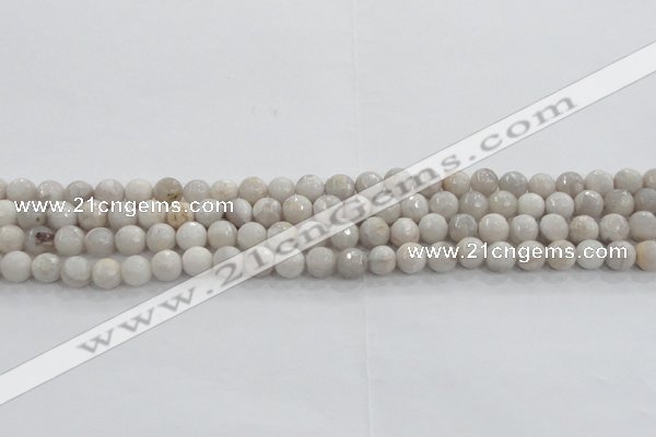 CAG8515 15.5 inches 8mm faceted round grey agate beads wholesale