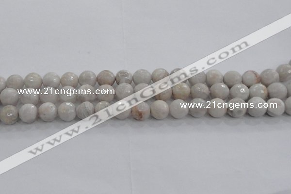 CAG8517 15.5 inches 12mm faceted round grey agate beads wholesale