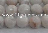 CAG8518 15.5 inches 14mm faceted round grey agate beads wholesale