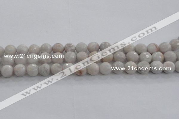 CAG8518 15.5 inches 14mm faceted round grey agate beads wholesale