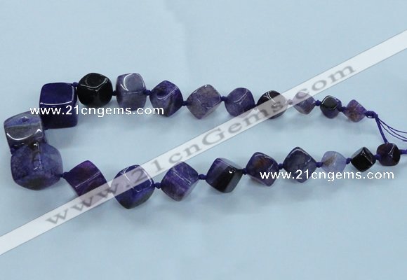 CAG8523 15.5 inches 9*10mm - 23*24mm cube dragon veins agate beads