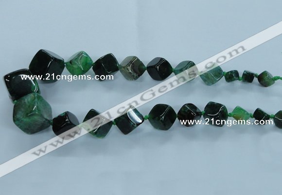 CAG8525 15.5 inches 9*10mm - 23*24mm cube dragon veins agate beads