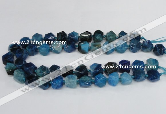 CAG8554 12*14mm - 14*15mm faceted nuggets dragon veins agate beads