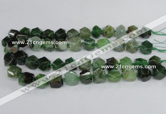 CAG8555 12*14mm - 14*15mm faceted nuggets dragon veins agate beads