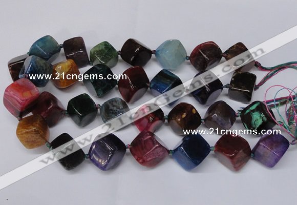 CAG8577 15.5 inches 15*16mm - 17*18mm cube dragon veins agate beads