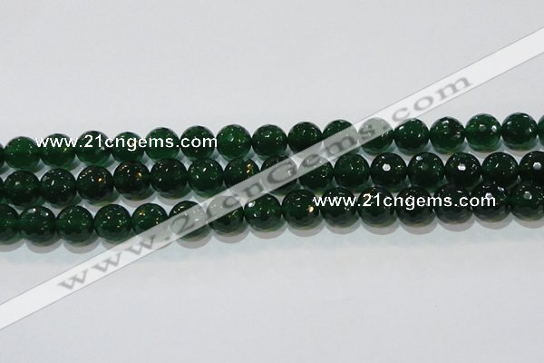 CAG8585 15.5 inches 14mm faceted round green agate gemstone beads