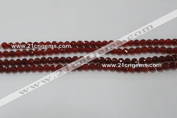 CAG8590 15.5 inches 6mm faceted round red agate gemstone beads