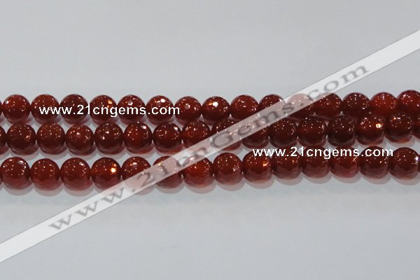 CAG8594 15.5 inches 14mm faceted round red agate gemstone beads