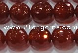 CAG8595 15.5 inches 16mm faceted round red agate gemstone beads