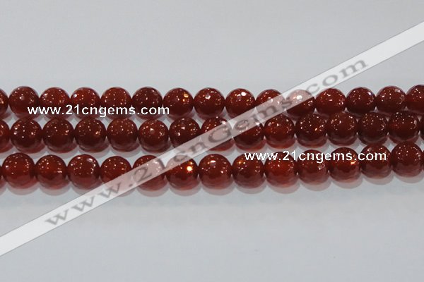 CAG8595 15.5 inches 16mm faceted round red agate gemstone beads