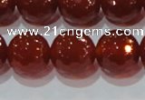 CAG8596 15.5 inches 18mm faceted round red agate gemstone beads