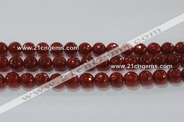 CAG8596 15.5 inches 18mm faceted round red agate gemstone beads