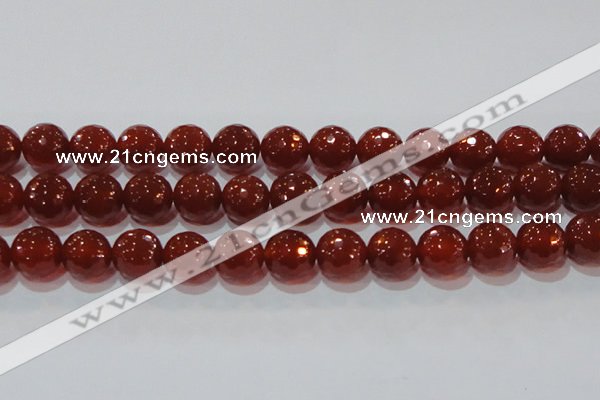 CAG8597 15.5 inches 20mm faceted round red agate gemstone beads