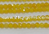 CAG8600 15.5 inches 4mm faceted round yellow agate gemstone beads